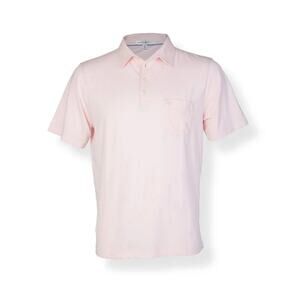 Strong Boalt Men's Pink & White Striped Short Sleeve‎ Polo - Size M
